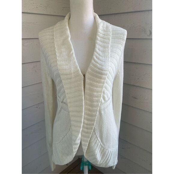 Lilly Pulitzer Cream Front Clasp Open Front Cardigan Sweater M - Picture 12 of 14
